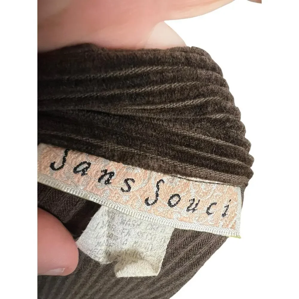 Sans Souci Trench Coat Womens Medium Brown Corduroy Belted Double Breast Jacket
